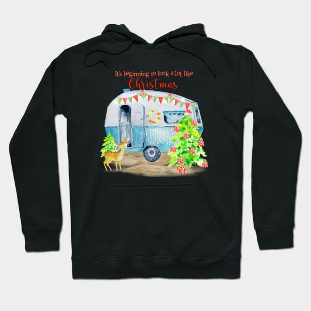 Christmas Retro Vintage Camper Caravan Hoodie by FreeSpiritedNomads